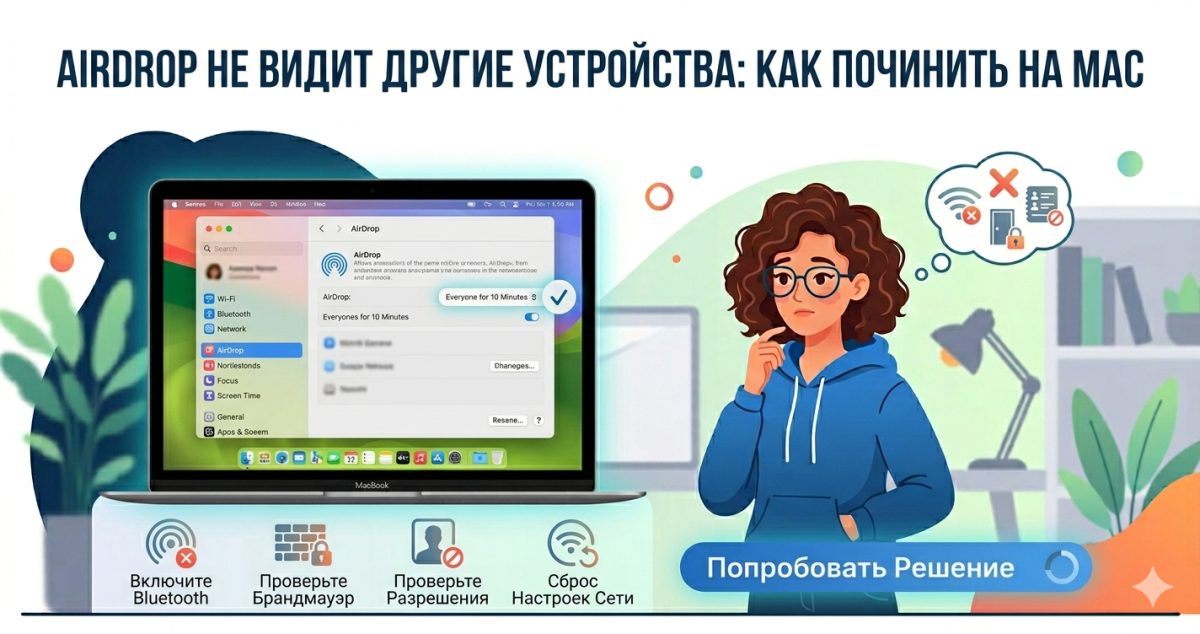 AirDrop не видит другие устройства - как починить на Mac