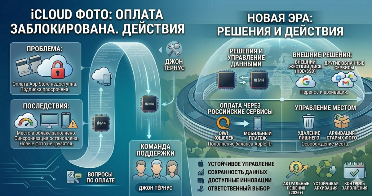 Фотографии в iCloud после запрета оплаты App Store: что делать