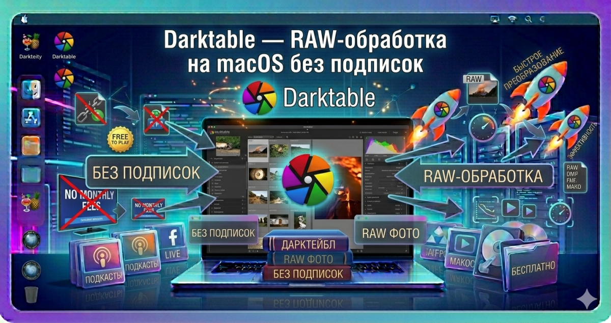 Darktable — RAW-обработка на macOS без подписок