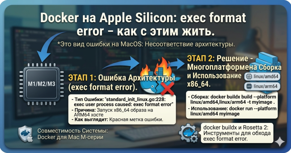 Docker на Apple Silicon: exec format error и как с этим жить