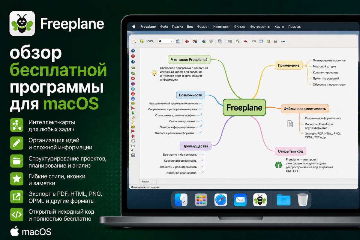 Freeplane - обзор бесплатной программы для macOS