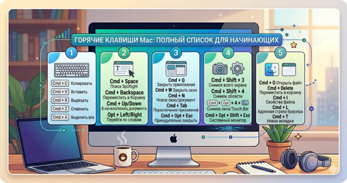 Горячие клавиши Mac: полный список для начинающих