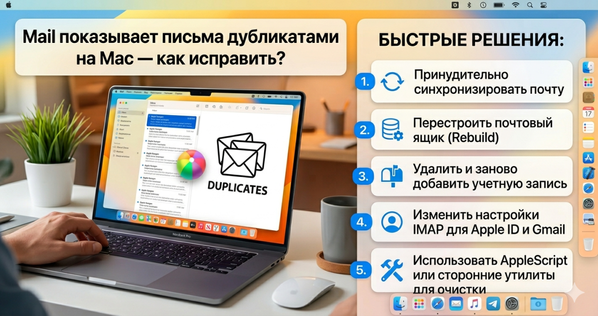 Mail показывает письма дубликатами на Mac - как исправить
