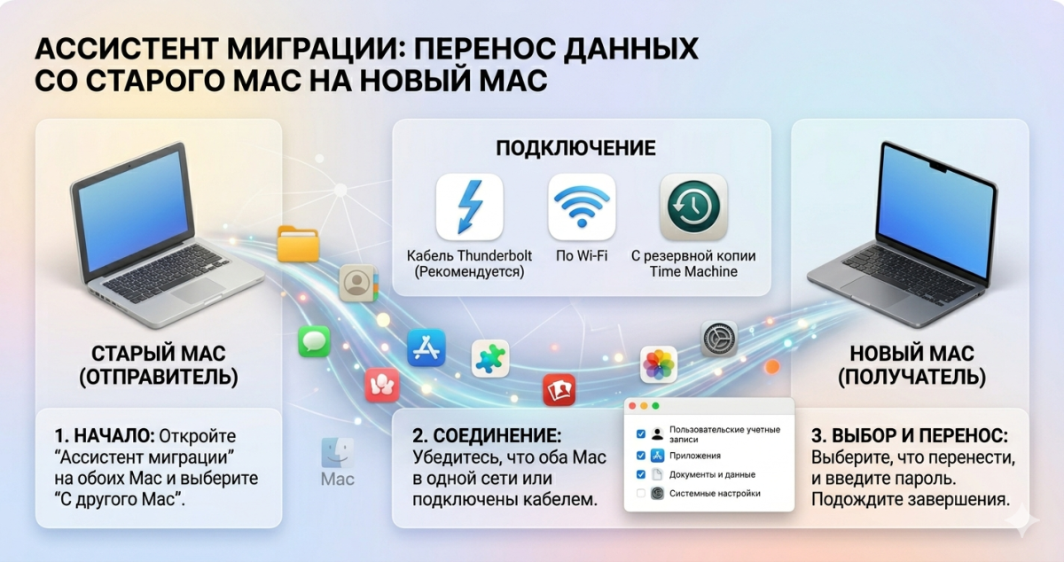 Migration Assistant: перенос со старого Mac на новый