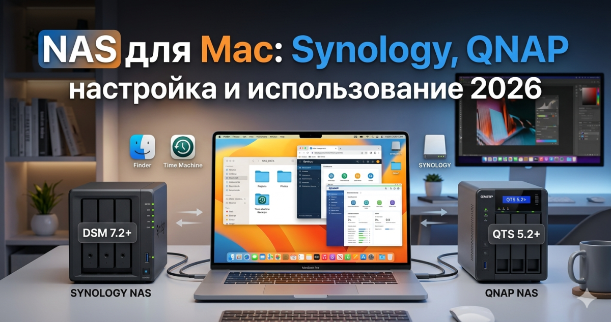 NAS для Mac: Synology, QNAP - настройка и использование 2026