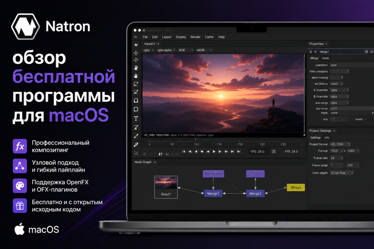 Natron - обзор бесплатной программы для macOS