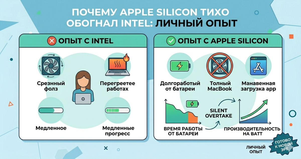 Почему Apple Silicon тихо обогнал Intel: личный опыт