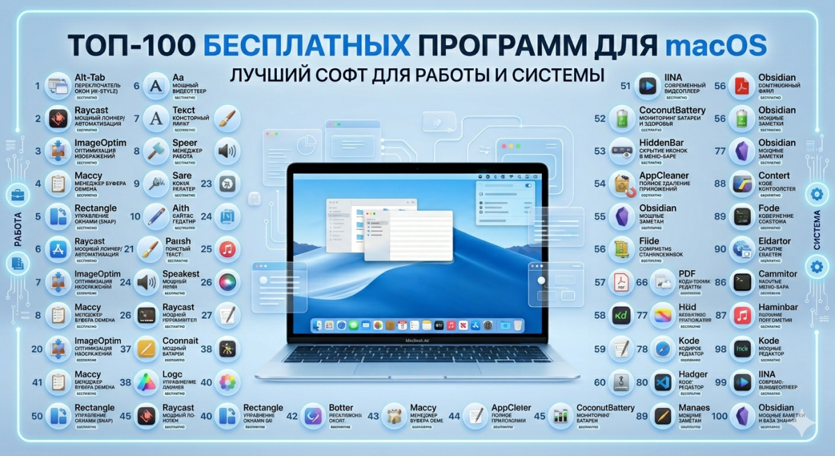 Полный список 100 лучших бесплатных программ для macOS - гид