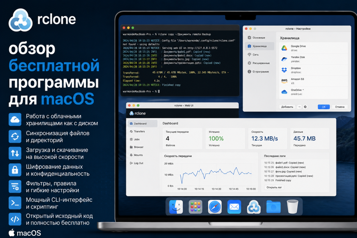 rclone - обзор бесплатной программы для macOS
