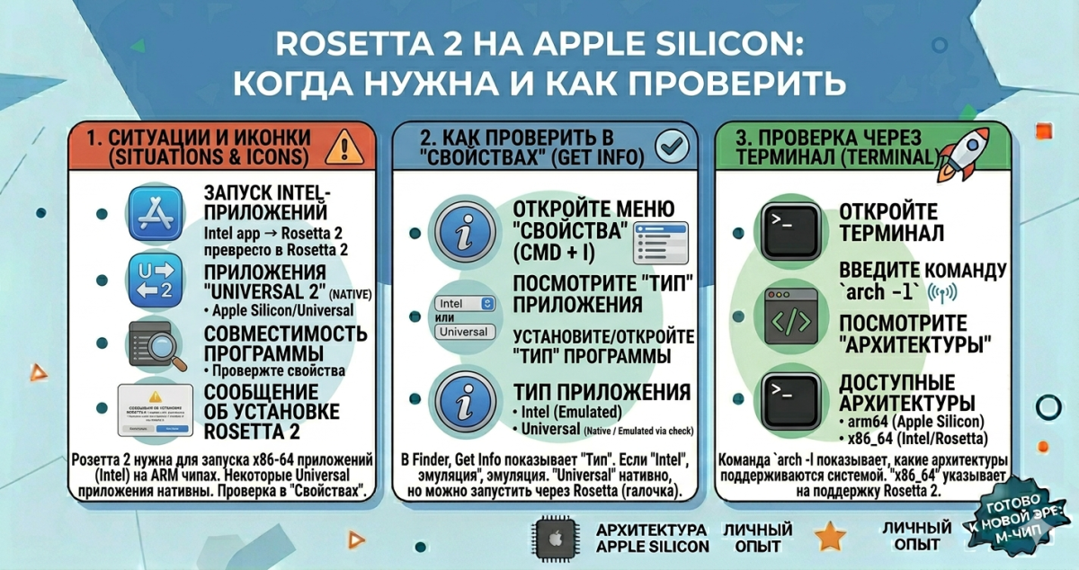 Rosetta 2 на Apple Silicon: когда нужна и как проверить