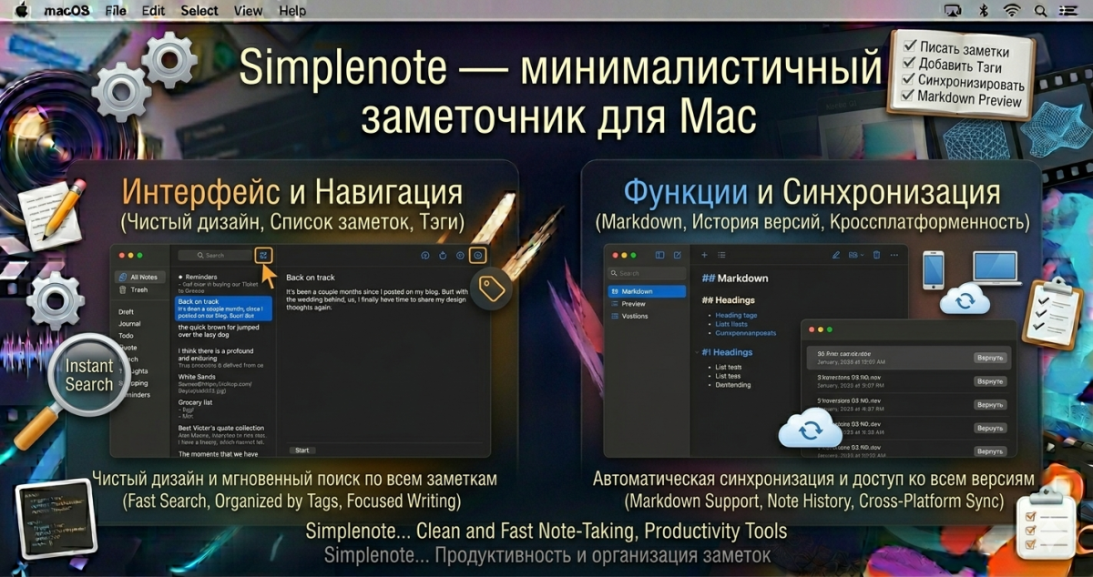 Simplenote - минималистичный заметочник для Mac