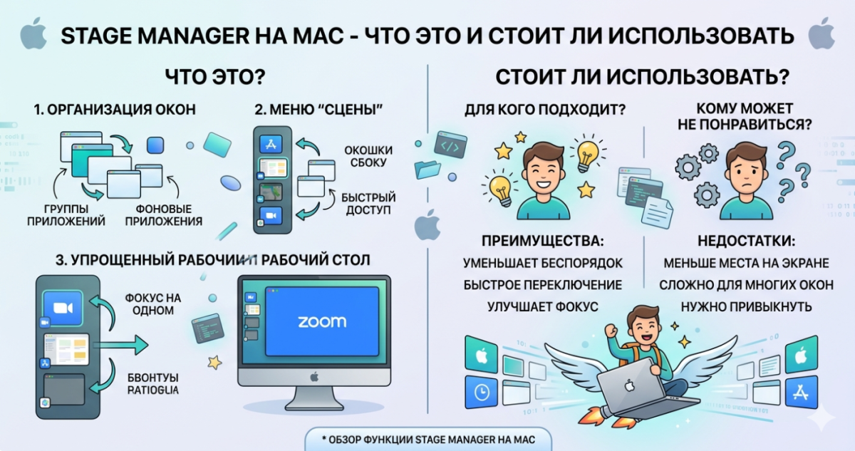 Stage Manager на Mac - что это и стоит ли использовать