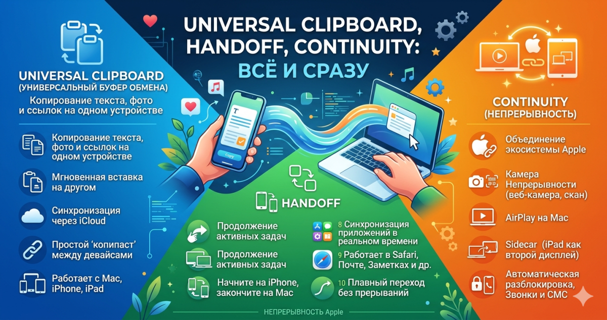 Universal Clipboard, Handoff, Continuity: всё и сразу