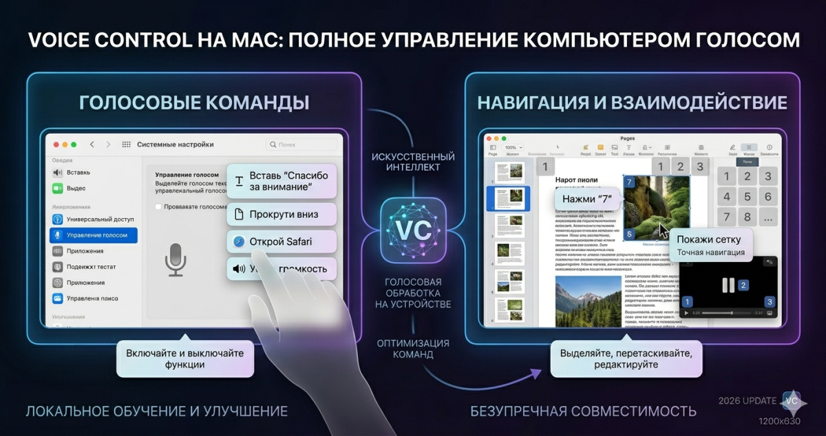 Voice Control на Mac: полное управление компьютером голосом