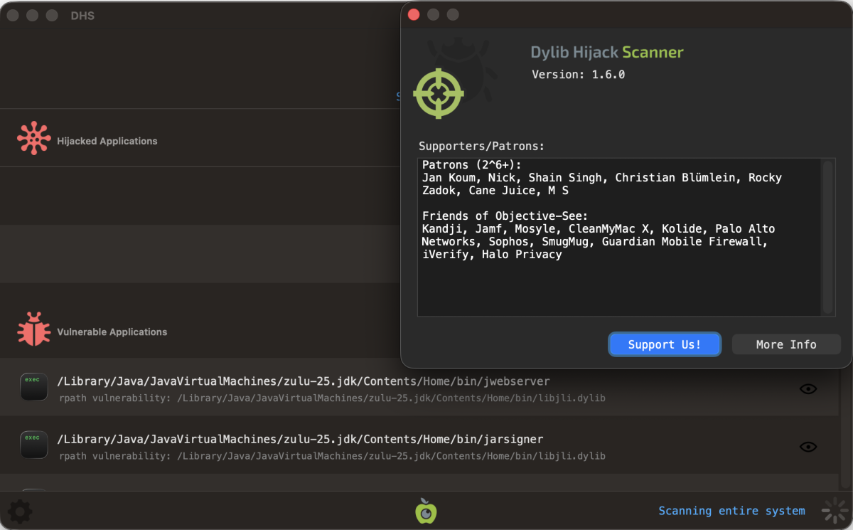 Dylib Hijack Scanner - бесплатно для macOS
