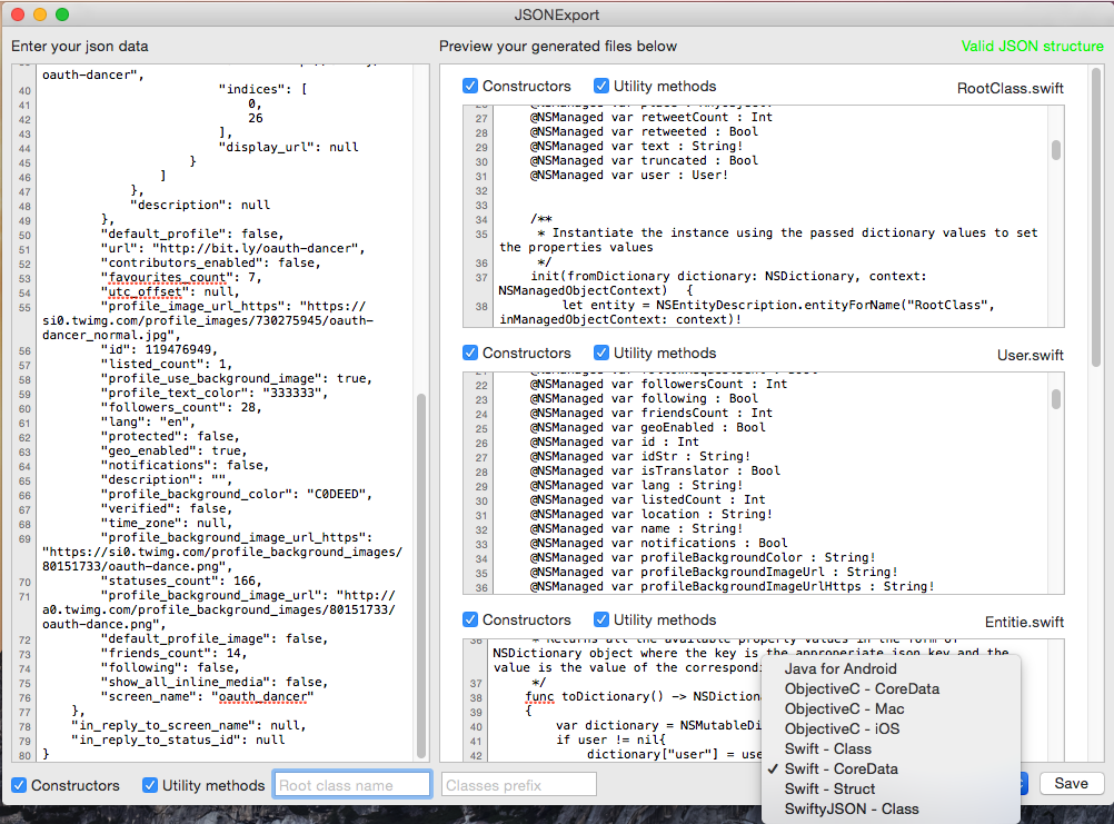 JSONExport - бесплатно для macOS