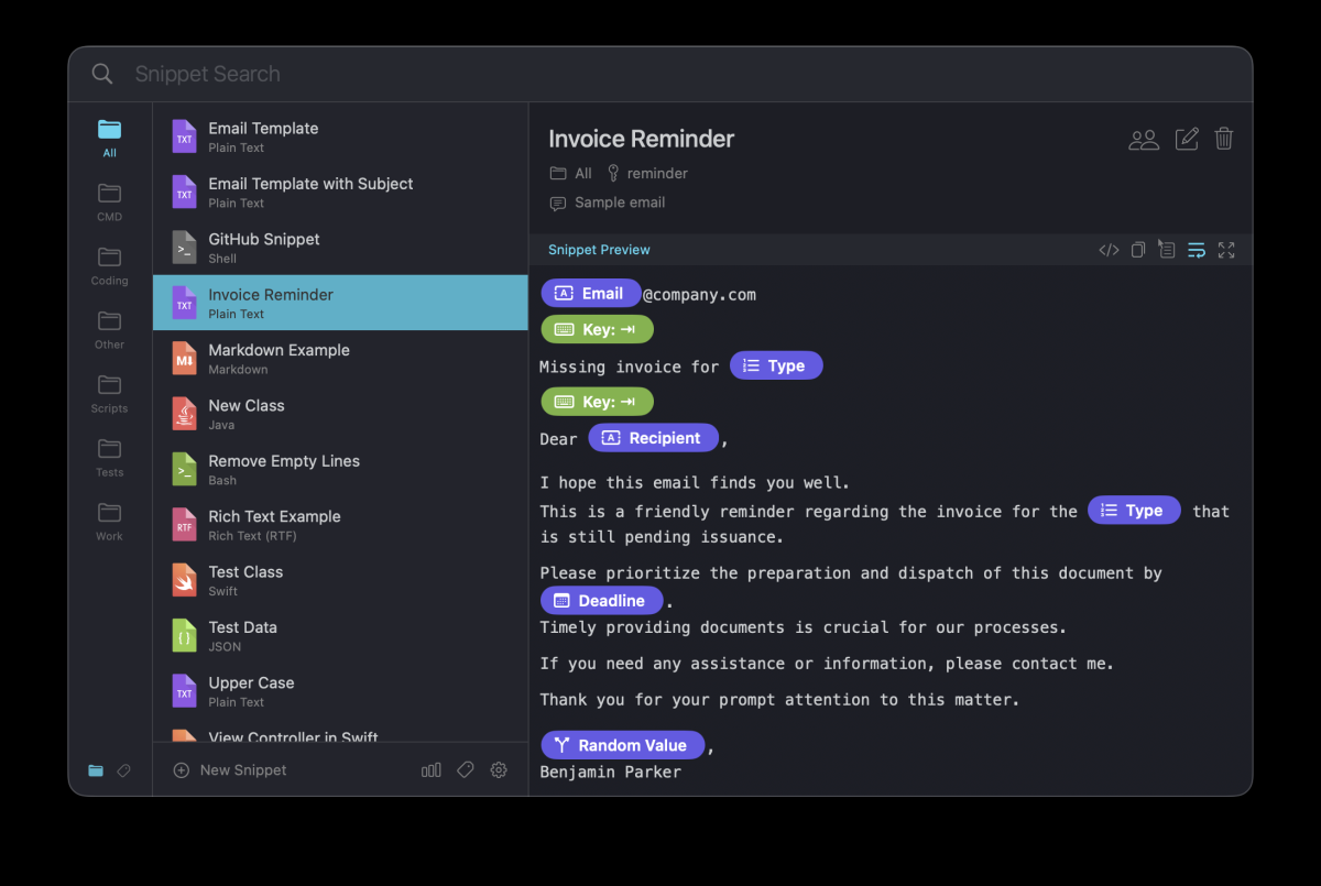 Snippety - бесплатно для macOS